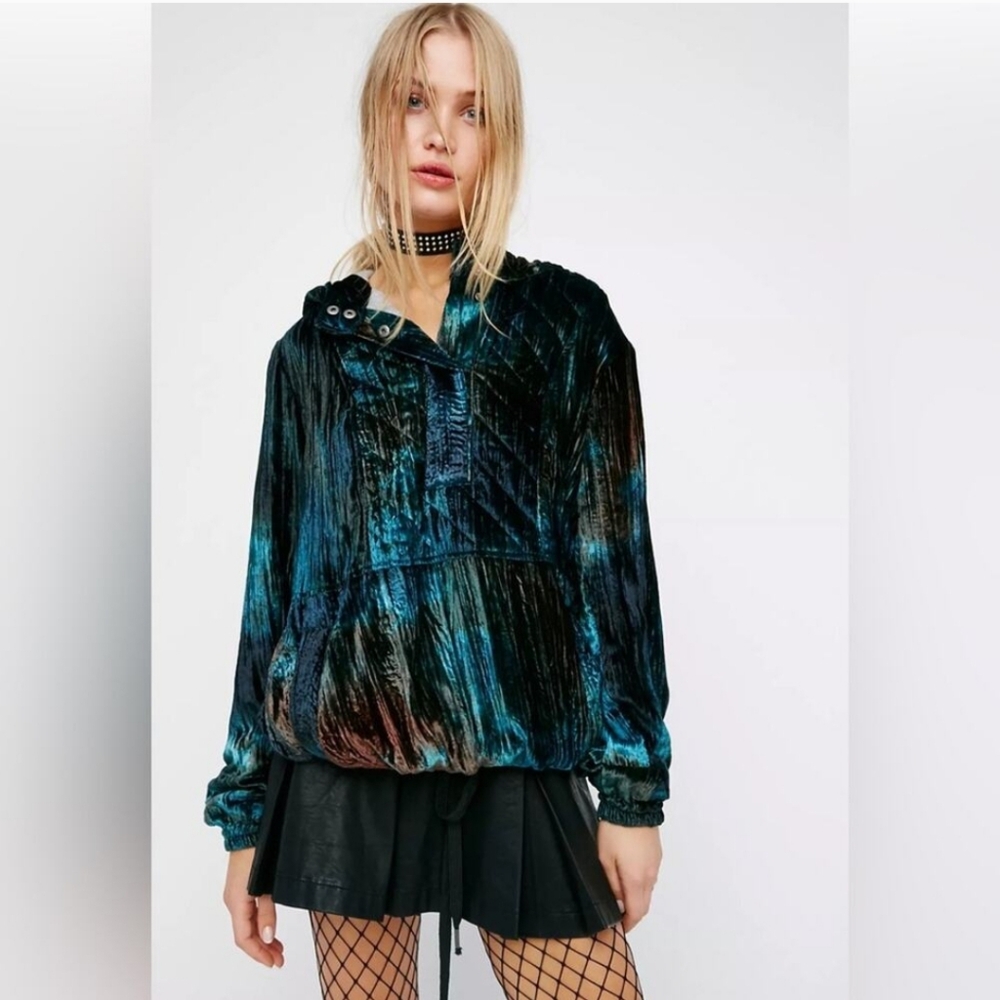 Ombre Print Velvet Pullover by Free People, Cerulean Blue, L